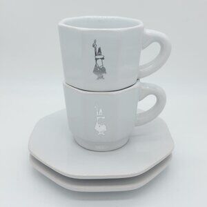 Set of 2 Bialetti Espresso Cups with Saucers